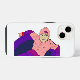 Mädchen beim Schneetubing iPhone 14 Hülle