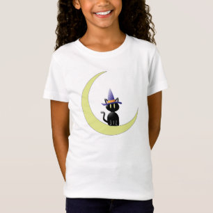 Mädchen Bella Fitted Babydoll T-Shirt/Schwarze Kat T-Shirt