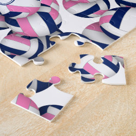 Mädchen benennen rosa blaue Volleyballs Puzzle