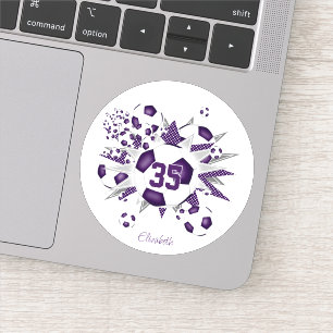 Mädchen benennen Trikotanzahl Fußballstars lila Aufkleber