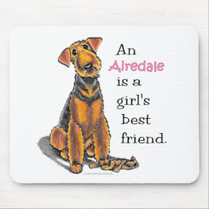 Mädchen-bester Freund Airedales Terrier Mousepad