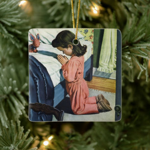 Mädchen beten zu Bedtime, das Fürstengebet Keramikornament