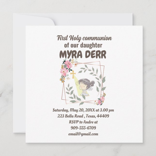 Mädchen beten zu jesus über erste Kommunion (Vorderseite)