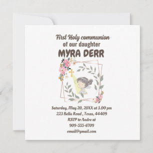 Mädchen beten zu jesus über erste Kommunion