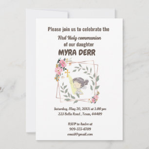 Mädchen beten zu jesus über erste Kommunion Einladung