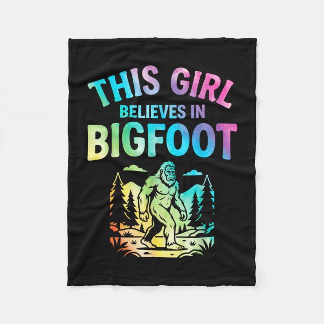 Mädchen Bigfoot-Gläubiger Tie-Dye-Sasquatch-Krypti Fleecedecke (Vorderseite)