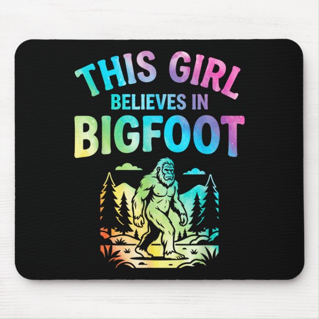 Mädchen Bigfoot-Gläubiger Tie Dye Sasquatch Krypti Mousepad (Vorne)