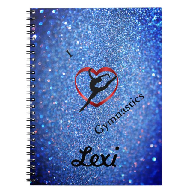 MÄDCHEN BLAU SPARKLE KUSTOMIZIERTE GYMNASTIK NOTEB NOTIZBLOCK (Vorderseite)