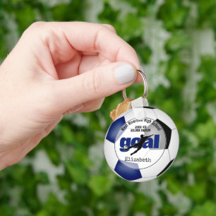 Mädchen blaue schwarze Fußballmannschaft Geschenke Schlüsselanhänger