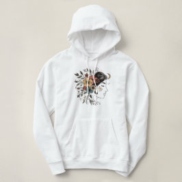 Mädchen Blumen Gesicht Linienkunst  Hoodie