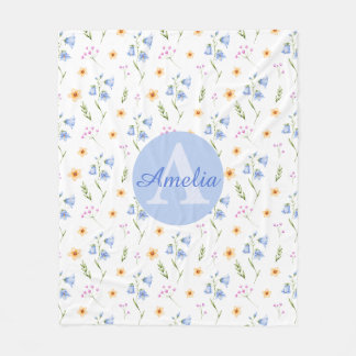 Mädchen Blumenmuster Monogramm Name Kinderdecke Fleecedecke