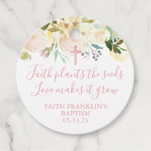 Mädchen Blush Floral Glaube Pflanze die Samen Tauf Geschenkanhänger