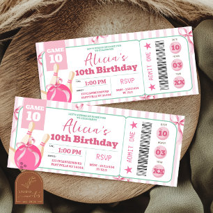 Mädchen-Bogen-Bowling-Geburtstags-Ticket-Einladung