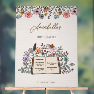 Mädchen Boho Buch Erstes Kapitel Geburtstags-Willk Acrylschild