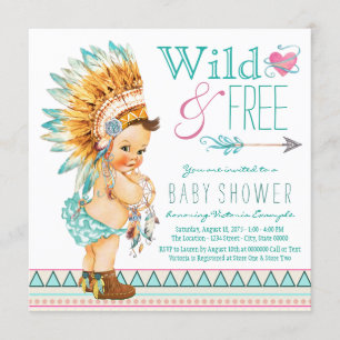 Mädchen Boho Stammes-Baby-Party Einladung