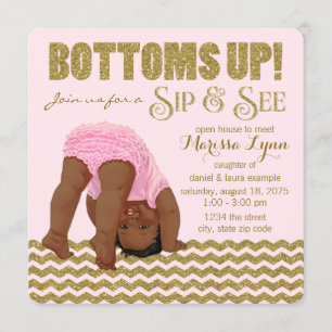Mädchen 'Bottoms Up' Sip-and-See-Einladung Einladung