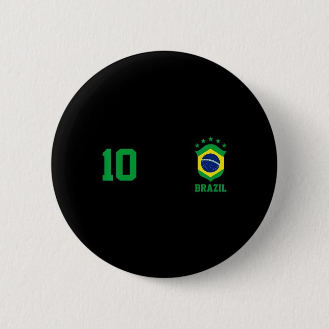 Mädchen Brasilien-Flagge Brasilianischer Stolz Fuß Button (Vorderseite)
