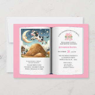 Mädchen buchen Thema Babydusche über dem Mond Einladung