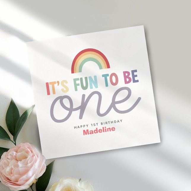 Mädchen Buntes Spaß, um ein Regenbogen 1. Geburtst Serviette (Von Creator hochgeladen)