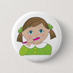 Mädchen-bürstende Zähne Button