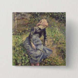 Mädchen Camille Pissarros   mit einem Stock, 1881 Button