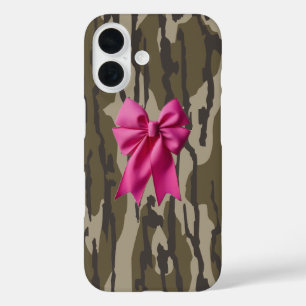 Mädchen Camo Rosa Schleifen-Bow-Boden Lands Camo iPhone 16 Hülle