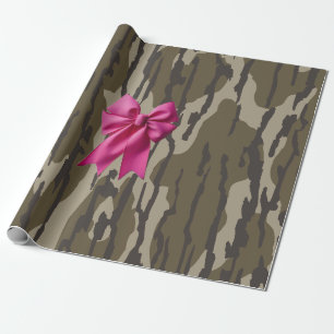 Mädchen Camo Rosa Schleifen-Bow-Boden Lands Camo Geschenkpapier