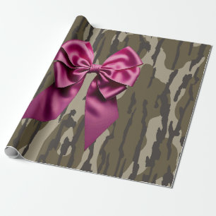 Mädchen Camo Rosa Schleifen-Bow-Boden Lands Camo Geschenkpapier