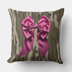 Mädchen Camo Rosa Schleifen-Bow-Boden Lands Camo Kissen