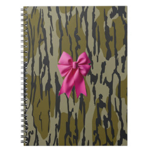 Mädchen Camo Rosa Schleifen-Bow-Boden Lands Camo Notizblock