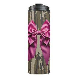 Mädchen Camo Rosa Schleifen-Bow-Boden Lands Camo Thermosbecher