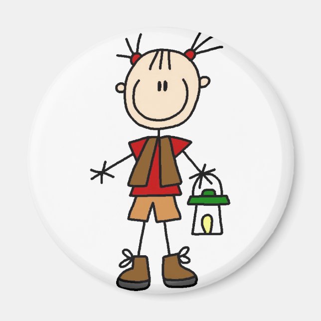 Mädchen Camping Magnet (Vorne)