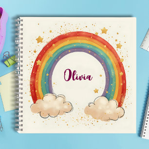 Mädchen Charmantes Regenbogen mit leuchtenden Ster Notizbuch