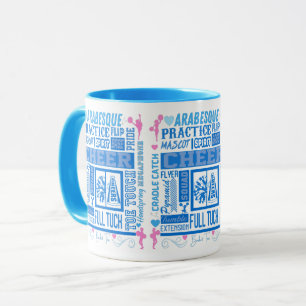 Mädchen Cheerleader Typografie in Blau und Rosa Tasse