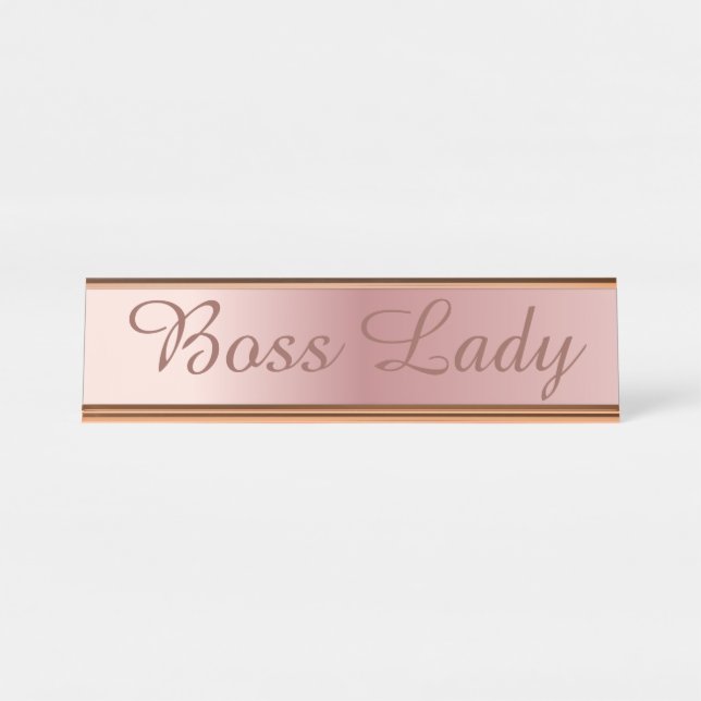 Mädchen-Chef Chef-Damen-Rose Gold Desk Sign modern Schreibtischnamensplakette (Vorderseite )