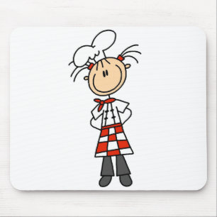 Mädchen-Chef-Stickfigur-T-Shirts und Geschenke Mousepad