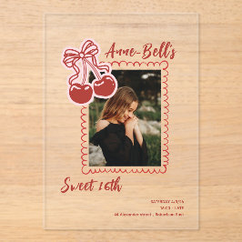 Mädchen Cherry Sweet 16. Geburtstagseinladung Acryleinladungen