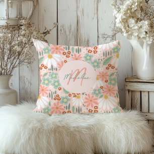 Mädchen Chic Rosa Gänseblümchen Wildblumen Floral Kissen