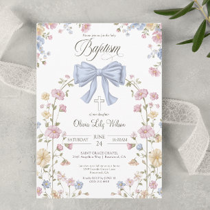 Mädchen Christliche Taufe Pastell Bogen Wildblume Einladung