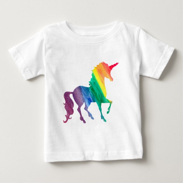 Mädchen Cool Rainbow Unicorn Wasserfarbe Kinder Baby T-shirt (Vorderseite)