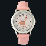 Mädchen Cool und Niedlich Pink Dinosaurier & Name Armbanduhr<br><div class="desc">Diese niedliche und moderne Kinderuhr ist mit einem rosa Dinosaurier-Cartoon ausgestattet und kann mit Ihrem Mädchennamen personalisiert werden. Mit klaren,  leicht lesbaren Zahlen ist diese "erste" Uhr ideal für Kinder oder Kleinkinder,  die gerade erst mit dem Lernen beginnen. Das perfekte coole Dinosaurier-Geschenk für Ihre Kleine!</div>