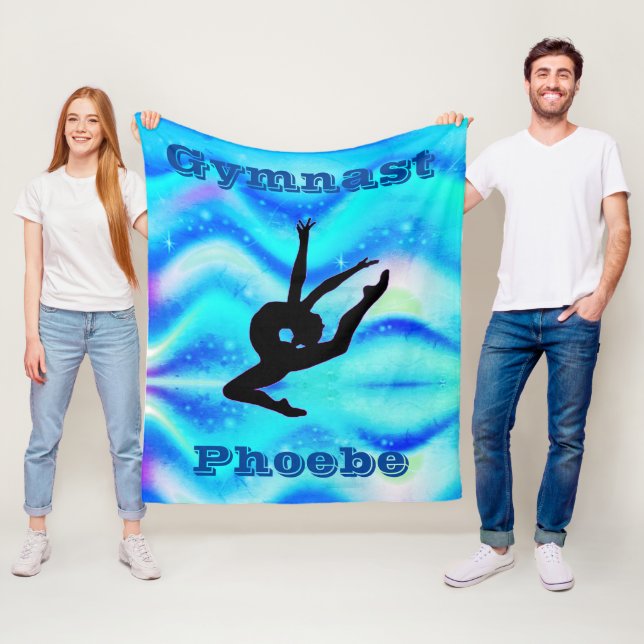Mädchen Custom Gymnastik Blue Green Fleece Blanket (Beispiel)