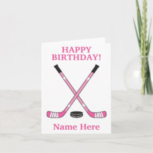 Mädchen Damen Hockey Geburtstag Pink Hockeyschläge Karte