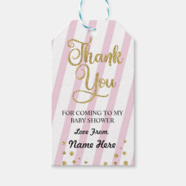 Mädchen Danke Babydusche Stripe Pink Glitzer Geschenkanhänger