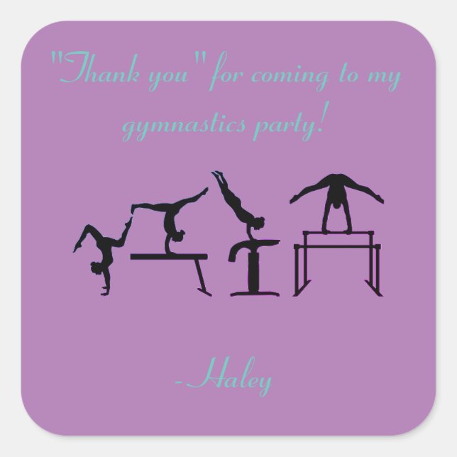 Mädchen "Danke" Gymnastik Party Stickers (Vorderseite)