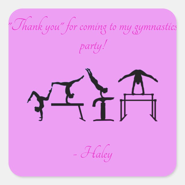 Mädchen "Danke" Gymnastik Party Stickers (Vorderseite)