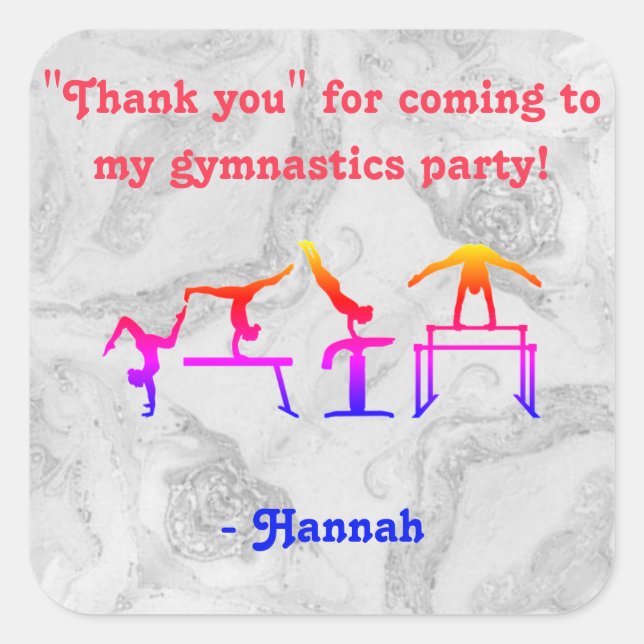 Mädchen "Danke" Gymnastik Party Stickers (Vorderseite)
