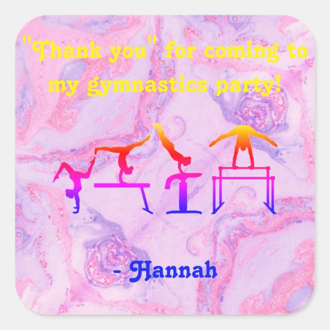 Mädchen "Danke" Gymnastik Party Stickers (Vorderseite)