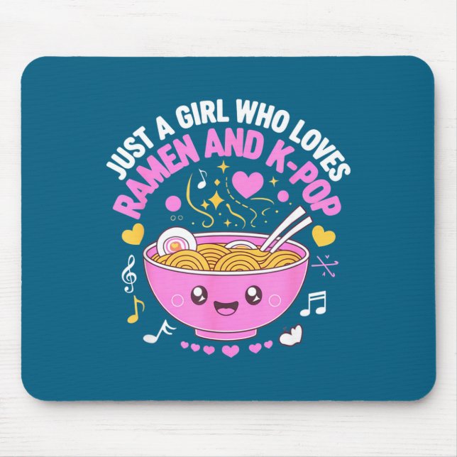Mädchen, das Anime-Ramen-Grafik liebt Mousepad (Vorne)