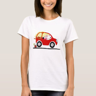 Mädchen, das Auto-Cartoon fährt T-Shirt